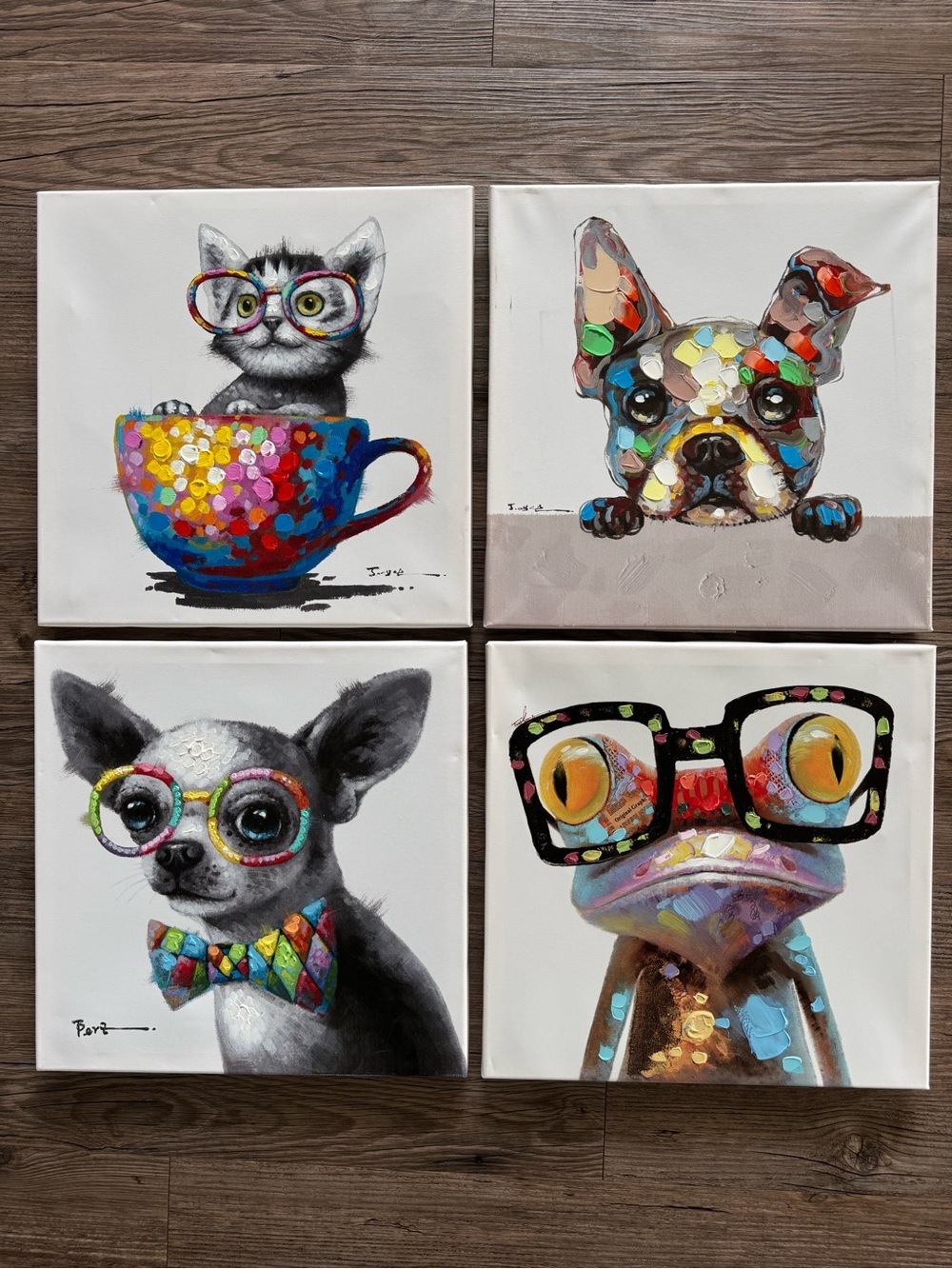 Bliz Multi-Color Pet Art Canvas Set - Home Art 16”x16”